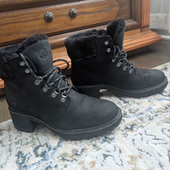 Timberland Kinsley 6" Waterproof Hiking Boots Women's Sz 9 Black Nubuck Lug Sole - Picture 3 of 16